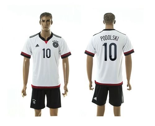 Germany #10 Podolski White Home Soccer Country Jersey