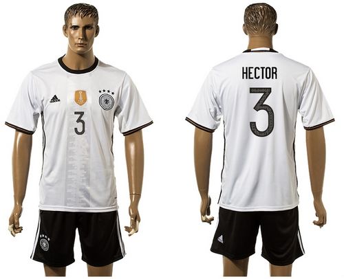 Germany #3 Hector White Home Soccer Country Jersey