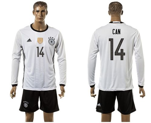 Germany #14 Can White Home Long Sleeves Soccer Country Jersey