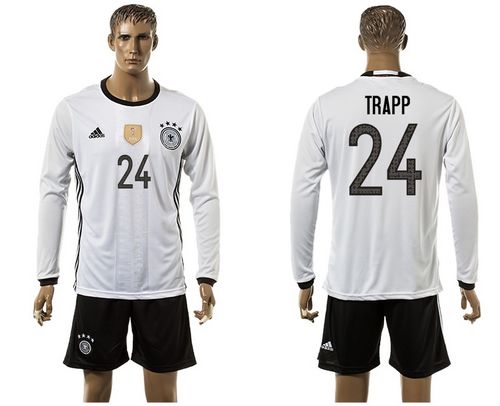 Germany #24 Trapp White Home Long Sleeves Soccer Country Jersey