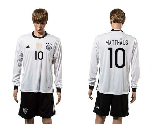Germany #10 Matthaus White Home Long Sleeves Soccer Country Jersey