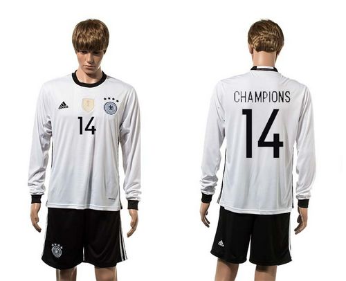 Germany #14 Champions White Home Long Sleeves Soccer Country Jersey