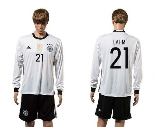 Germany #21 Lahm White Home Long Sleeves Soccer Country Jersey