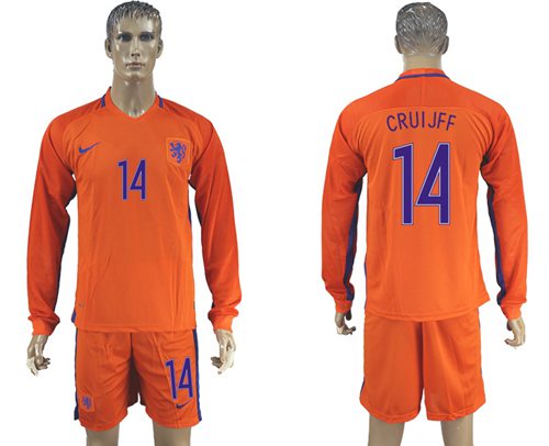 Holland #14 Cruijff Home Long Sleeves Soccer Country Jersey