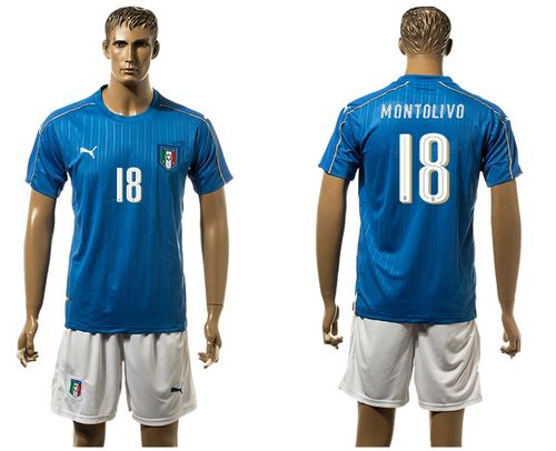 Italy #18 Montolivo Blue Home Soccer Country Jersey