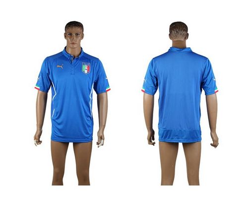 Italy Blank Blue Home Soccer Country Jersey