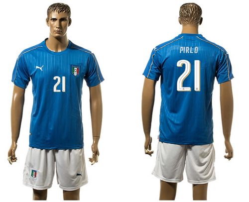 Italy #21 Pirlo Blue Hoome Soccer Country Jersey