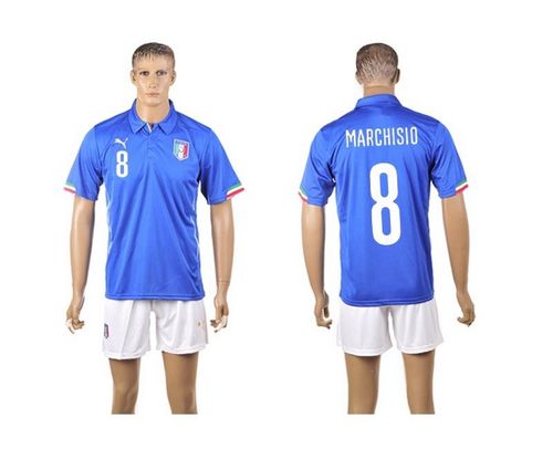Italy #8 Claudio Marchisio Blue Home Soccer Country Jersey