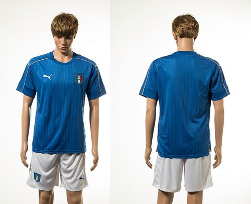 Italy Blank Blue Home Soccer Country Jersey