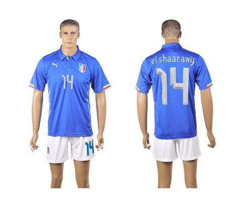 Italy #14 El Shaarawy Blue Home World Cup Soccer Country Jersey