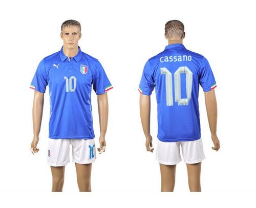 Italy #10 Antonio Cassano Blue Home World Cup Soccer Country Jersey