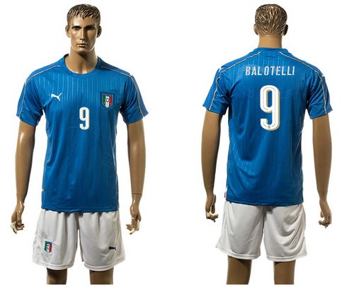 Italy #9 Balotelli Blue Home Soccer Country Jersey