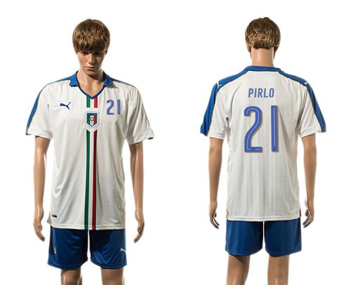 Italy #21 Pirlo White Away Soccer Country Jersey