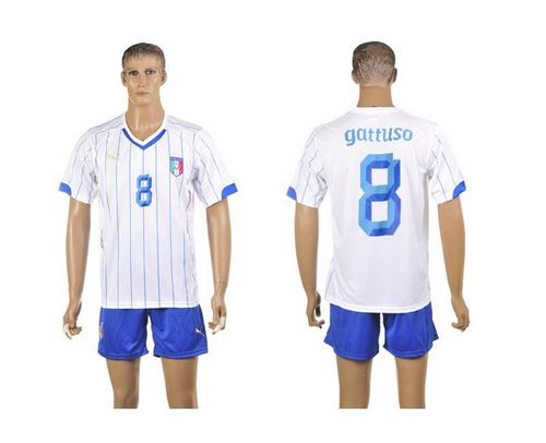 Italy #8 Gattuso White Away World Cup Soccer Country Jersey