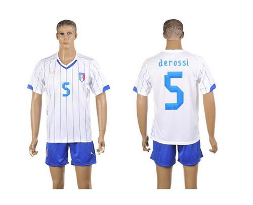 Italy #5 Derossi White Away World Cup Soccer Country Jersey