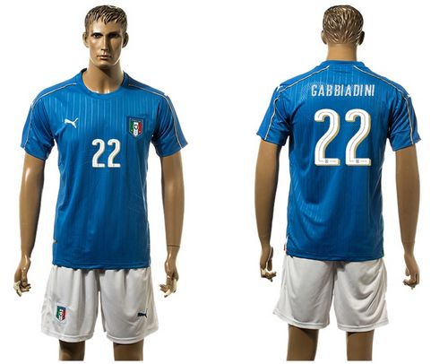 Italy #22 Gabbiadini Blue Home Soccer Country Jersey