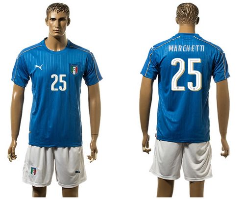 Italy #25 Marchetti Blue Home Soccer Country Jersey