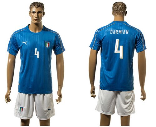 Italy #4 Darmain Blue Home Soccer Country Jersey
