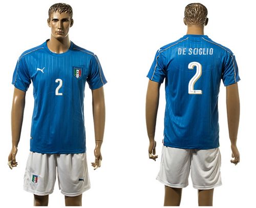 Italy #2 De Sciglio Blue Home Soccer Country Jersey