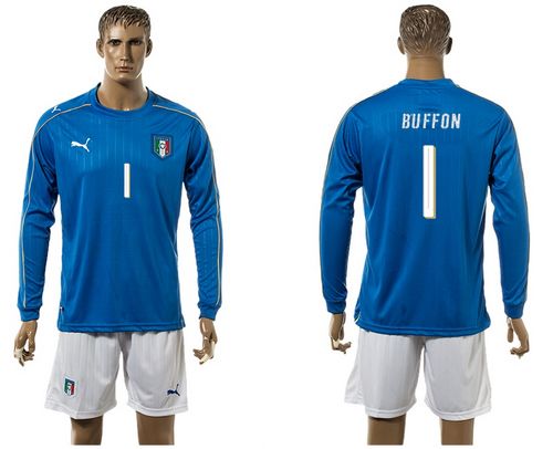 Italy #1 Buffon Blue Home Long Sleeves Soccer Country Jersey