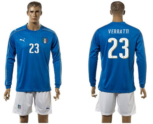 Italy #23 Verra Tti Blue Home Long Sleeves Soccer Country Jersey