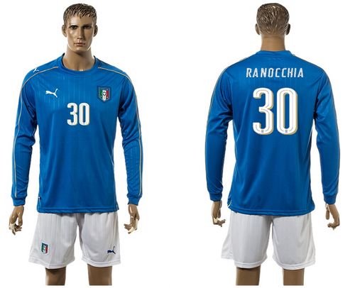 Italy #30 Ranocchia Blue Home Long Sleeves Soccer Country Jersey