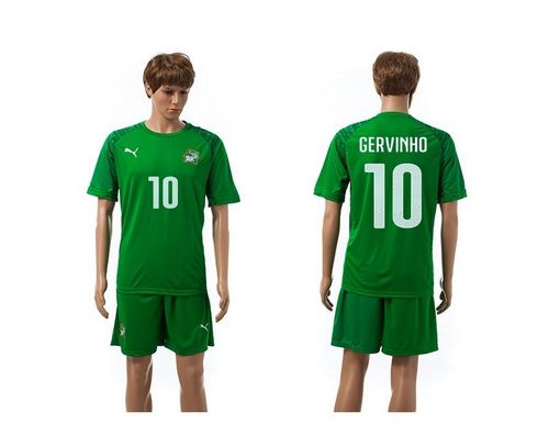 Cote d'lvoire #10 Gervinho All Green Soccer Country Jersey