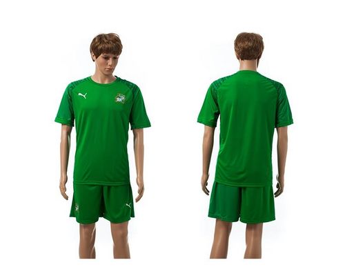 Cote d'lvoire Blank All Green Soccer Country Jersey