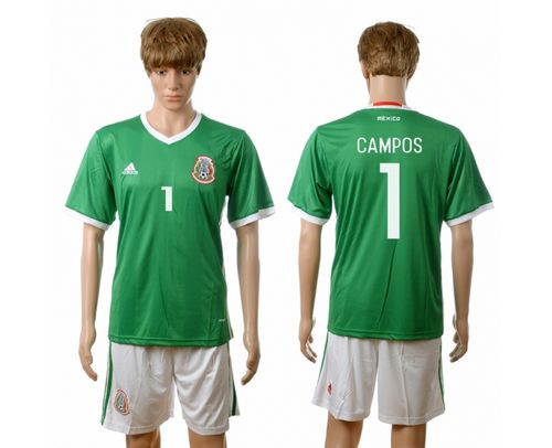 Mexico #1 Campos Green Home Soccer Country Jersey