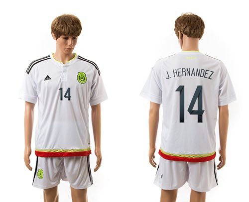 Mexico #14 J.Hernandez Away Soccer Country Jersey