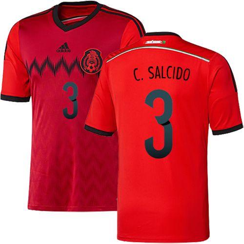 Mexico #3 Carlos Salcido Red Away Soccer Country Jersey