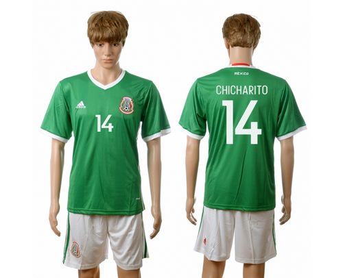 Mexico #14 Chicharito Green Home Soccer Country Jersey