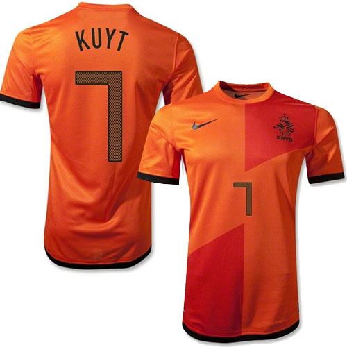 Netherlands #7 Dirk Kuyt Orange Home Soccer Country Jersey
