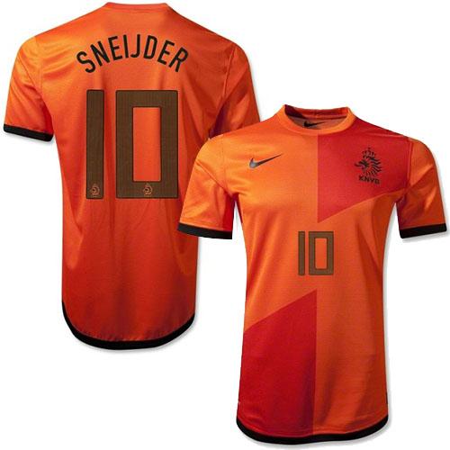 Netherlands #10 Wesley Sneijder Orange Home Soccer Country Jersey