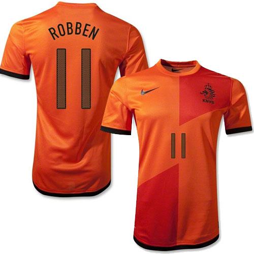 Netherlands #11 Arjen Robben Orange Home Soccer Country Jersey
