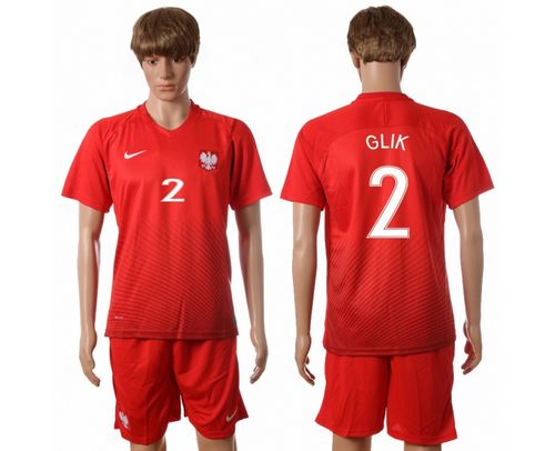 Poland #2 Glik Away Soccer Country Jersey