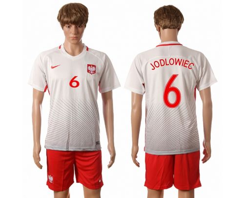 Poland #6 Jodlowiec Home Soccer Country Jersey