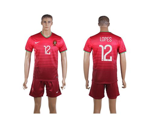 Portugal #12 Lopes Home Soccer Country Jersey