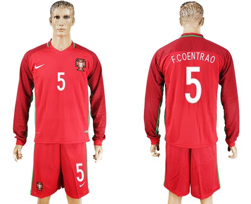 Portugal #5 F.Coentrao Home Long Sleeves Soccer Country Jersey