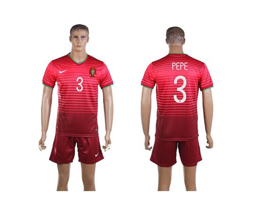 Portugal #3 Pepe Home Soccer Country Jersey