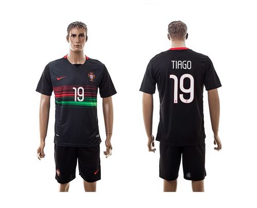 Portugal #19 Tiago Away Soccer Country Jersey