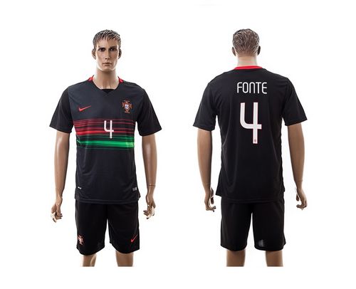 Portugal #4 Fonte Away Soccer Country Jersey