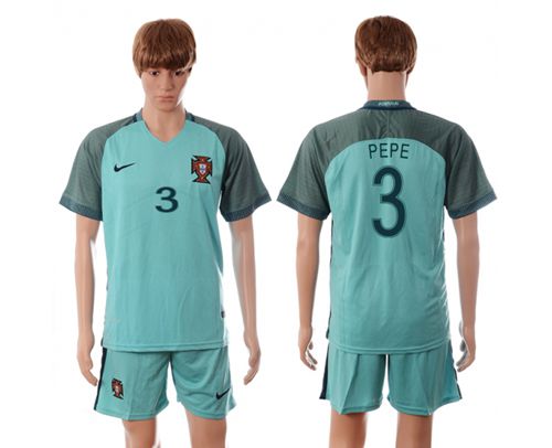 Portugal #3 Pepe Away Soccer Country Jersey