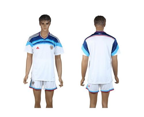 Russia Blank White Away Soccer Country Jersey