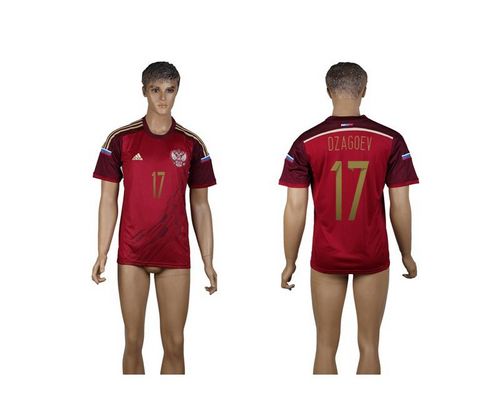 Russia #17 Alan Dzagoev Red Home Soccer Country Jersey