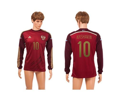 Russia #10 Arshavin Red Home Long Sleeves Soccer Country Jersey