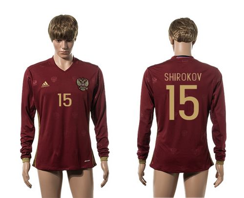 Russia #15 Shirokov Red Home Long Sleeves Soccer Country Jersey