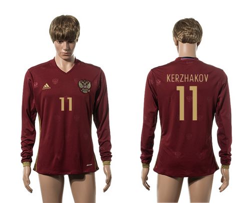 Russia #11 Kerzhakov Red Home Long Sleeves Soccer Country Jersey