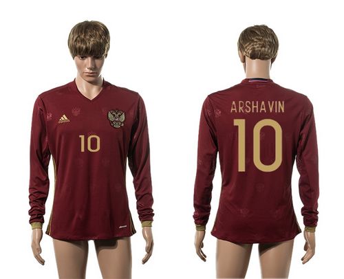 Russia #10 Arshavin Red Home Long Sleeves Soccer Country Jersey