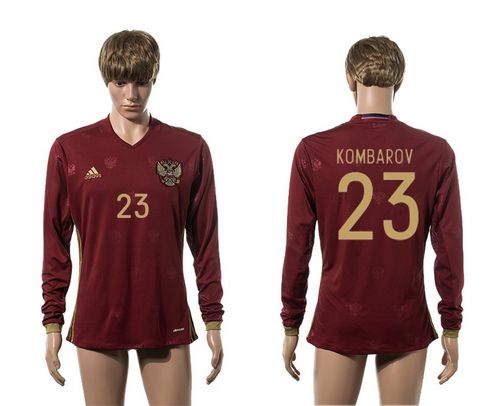 Russia #23 Kombarov Red Home Long Sleeves Soccer Country Jersey